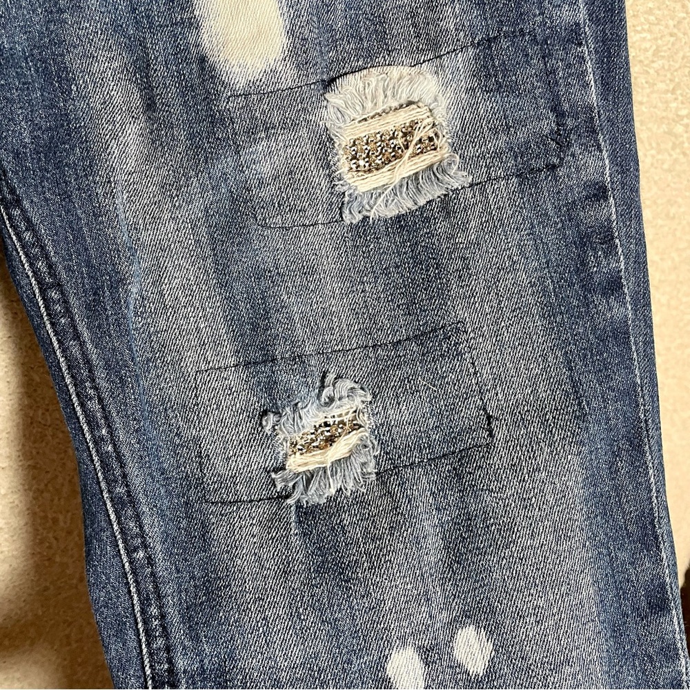 Allen B Allen Schwartz Women’s Embellished Distressed Denim Jeans Size 10 - Picture 6 of 11